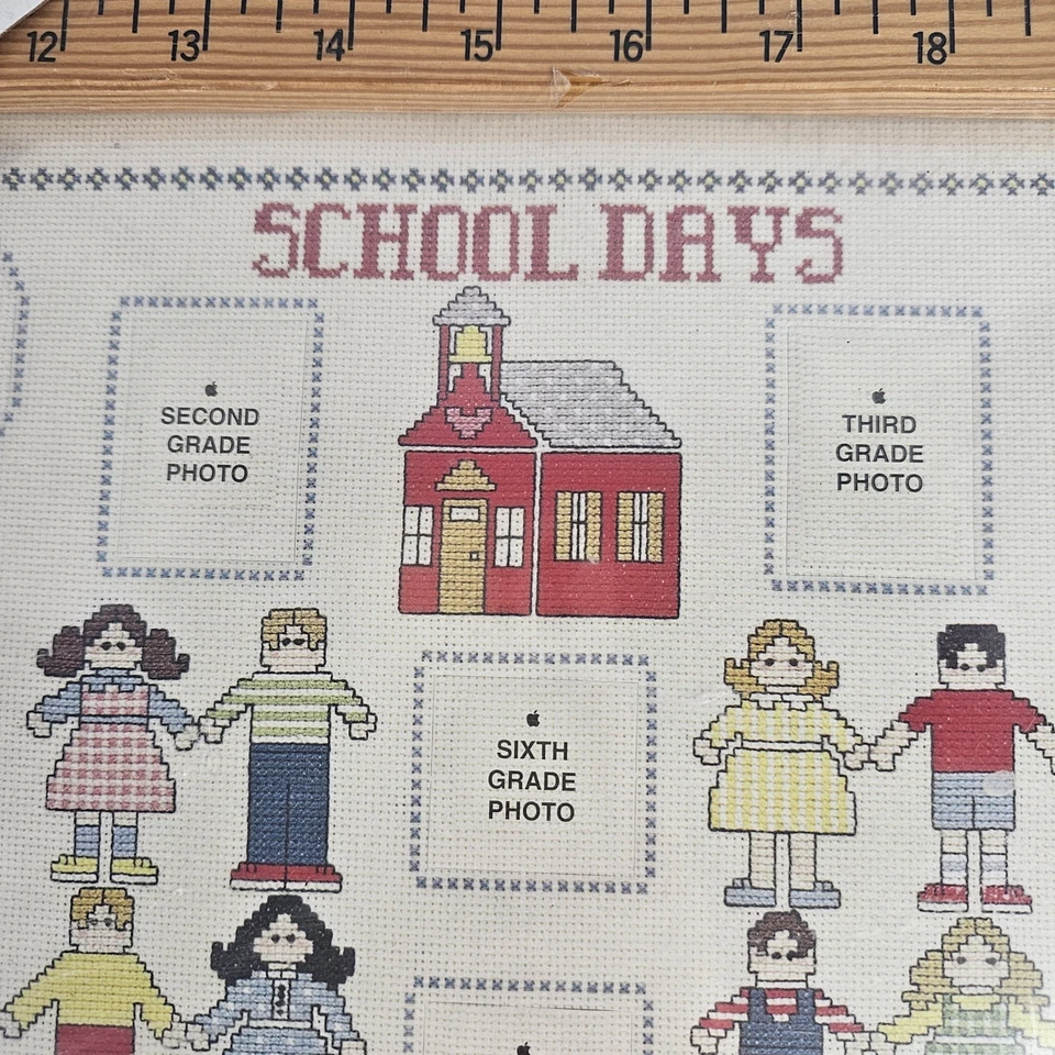 Cross Stitch Picture Frame 'School Days' for 12 grades of photos Ruler Vintage - Image 2 of 4
