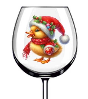 12x bunte Weihnachten lustige Ente Vinyl Aufkleber Abziehbild Becher Weinglas Flasche