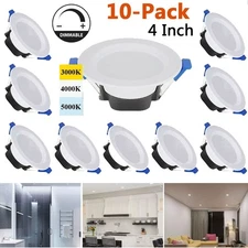 10 Pack 4Inch Commercial Canless LED Downlight Dimmable Recessed Ceiling Lights