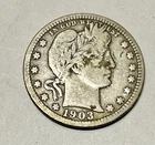 1903 Barber Quarter. 90% Silver. Good Condition. Charity Auction.