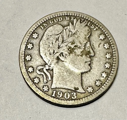 1903 Barber Quarter. 90% Silver. Good Condition. Charity Auction.