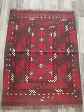 Klassischer roter handgeknüpfter afghanischer/türkischer Kelim Teppich Azteken Wolle Vorleger Größe 122x94 CM
