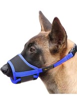 Dog Muzzle Soft Nylon Anti Bite  Bark Breathable Adjustable XXL Blue Pet