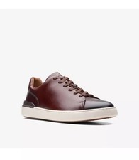 Clarks CourtLite Lace Men’s Dark Tan Leather Trainers Size UK 7 G EU 41
