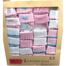 Infancie Baby Girl Socks 12 Pair Lot 0 6 M Pink Purple White Polka Dot Blue NWT