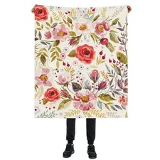 Wildflowers Floral Blanket, Botanical Floral Soft Lightweight Throw Blanket f...