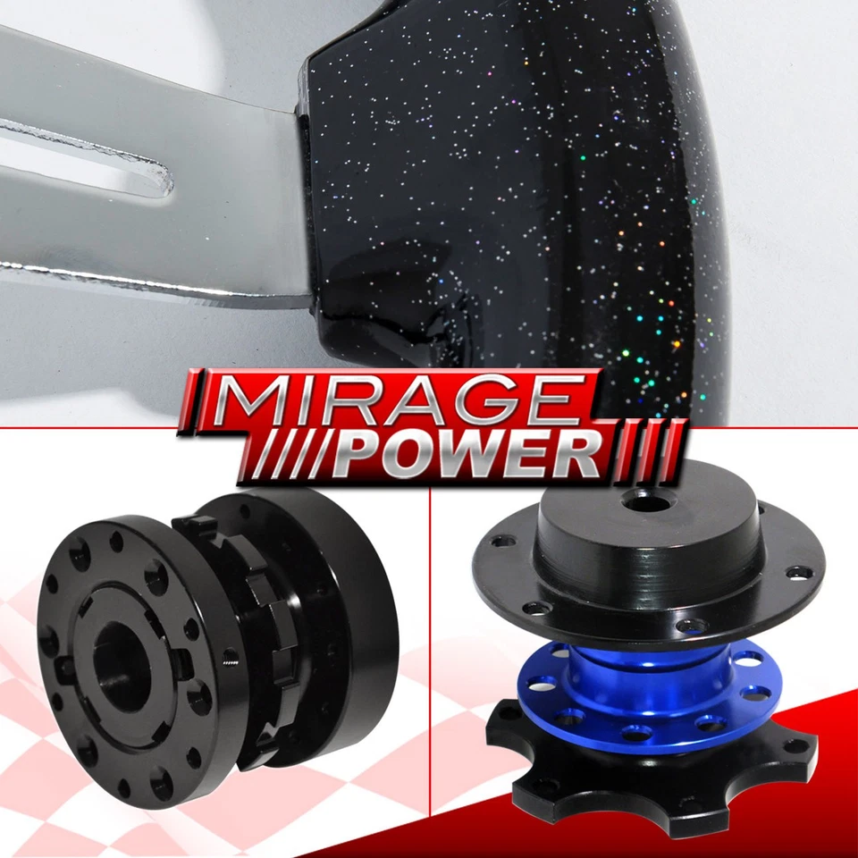 For 86-89 Integra Metallic Black Steering Wheel + Black Extender + Quick Release - Image 4 of 4