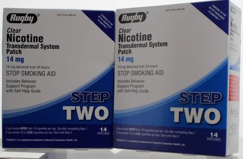 Rugby Clear Nicotine Patch Step 2 14mg 28 Patches 2 Boxes of 14  Exp. 07/2027+