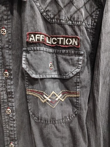 Affliction Black Premium Shirt Mens XL Faded Black Athletic Fit American Customs - Picture 2 of 5