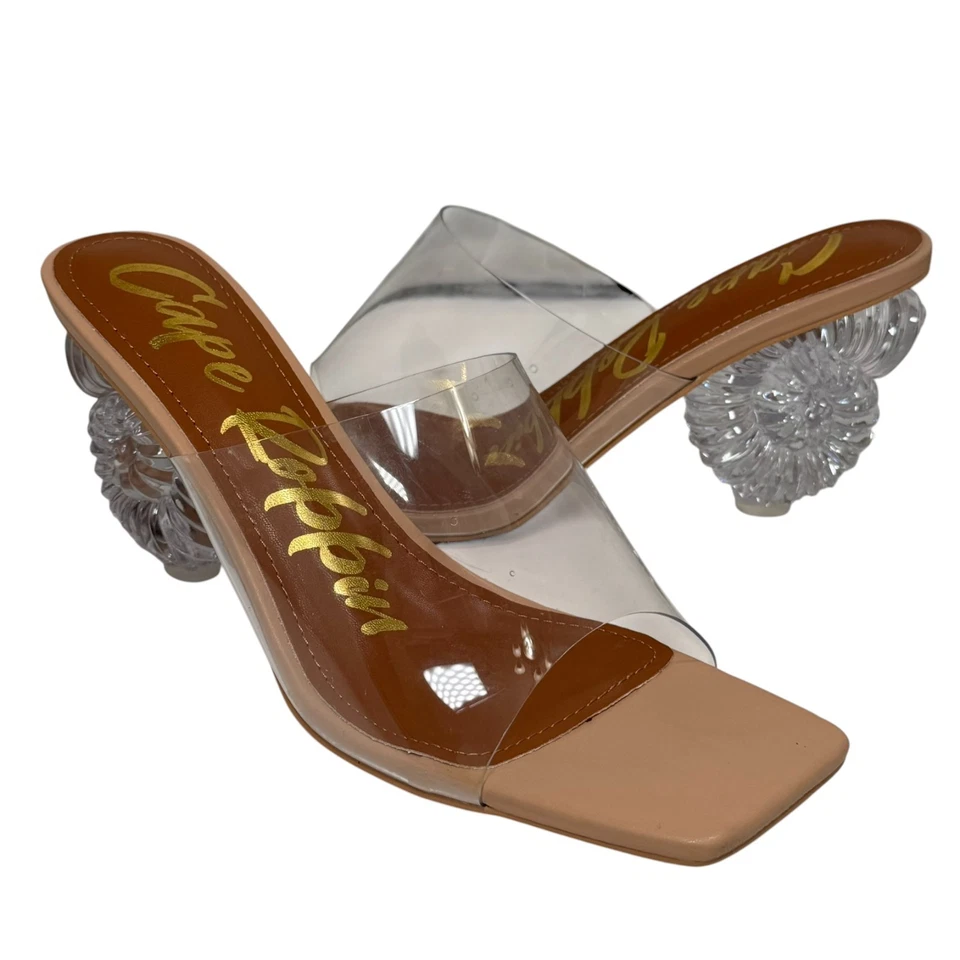 Cape Robbin Robertaa Clear Slide Sandals Acrylic Nautilus Shell Heel size 10 - Image 4 of 4