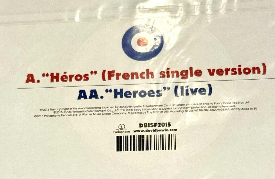 45T Bleu + Sticker Exclusif France  Expo 2015 / DAVID BOWIE 7’ Heroes In French - Image 2 of 3
