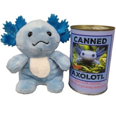 Noodle the Canned Blue Axolotl - Axolotl Plush Sealed in a Can with Dad Jokes