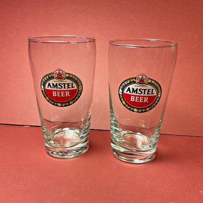 Lot Of Two (2) Vintage  Beer/Pilsner Glasses From Greece