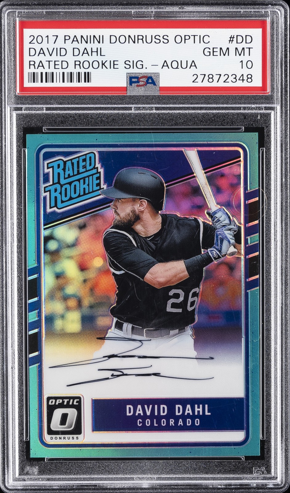 2017 PANINI DONRUSS OPTIC RATED ROOKIE SIGNATURES DAVID DAHL #/125 PSA 10 AUTO