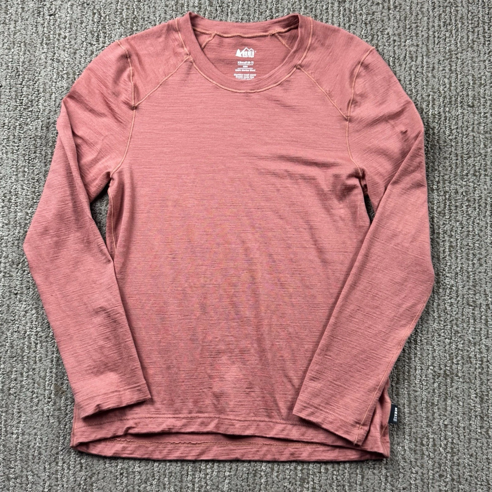 REI Kids Girls XS 6-7 Merino Wool Base Layer Shirt Long Sleeve Dusty Rose Pink