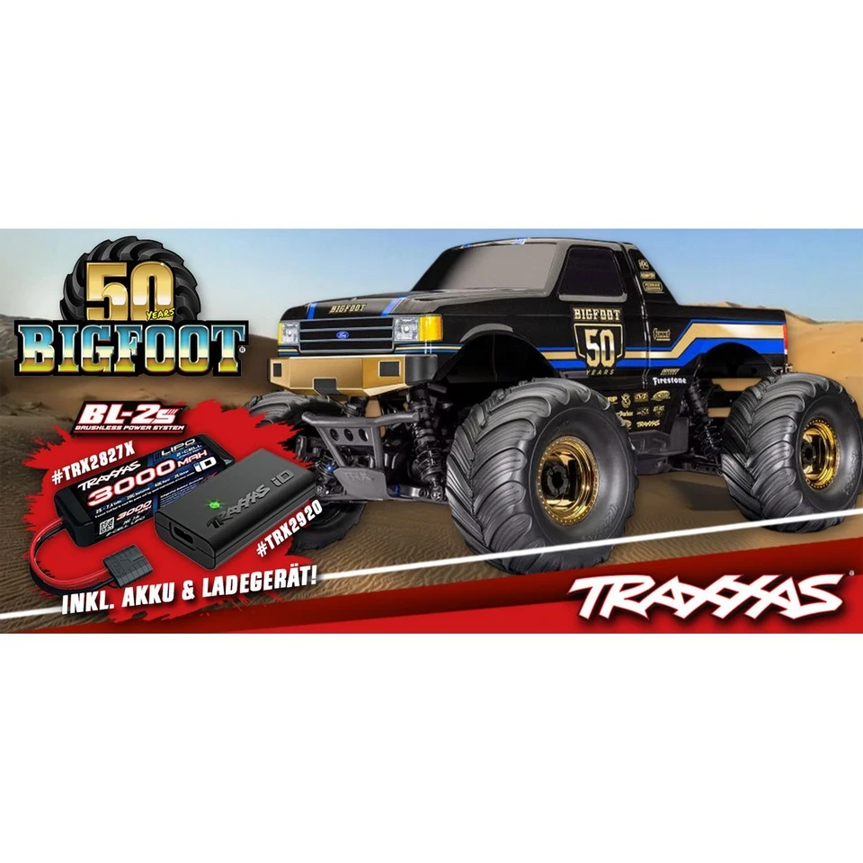 Traxxas 67134-1-50TH Bigfoot RTR Brushless HD 50th-Edition schwarz/gold Akku/Lad - Bild 2 von 3