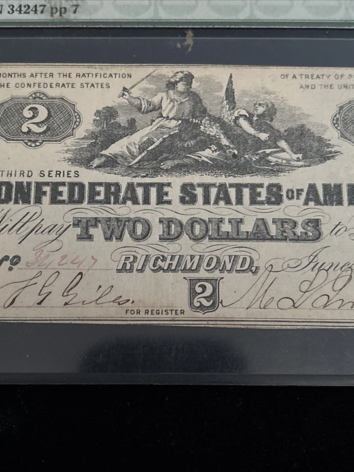 1862 $2 Confederate States of America Note T-42 PCGS XF 40 - Image 3 of 4