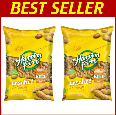 2 PACK Hampton Farms Unsalted In-Shell Peanuts 10 lbs. TOTAL - FAST SHIPPING
