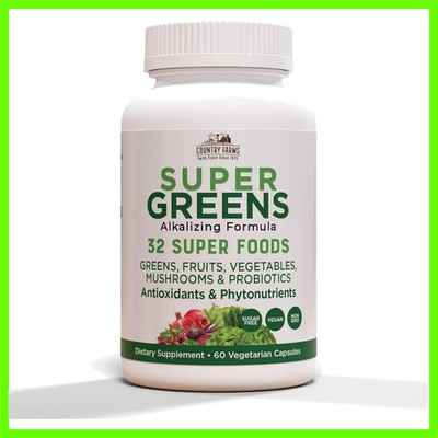 120 Count Super Greens Vegicaps - Whole Food Supplement Rich in Antioxidants