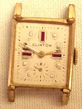 Clinton Wristwatch 7J Men's Antique Swiss Parts Repair Rolled Gold