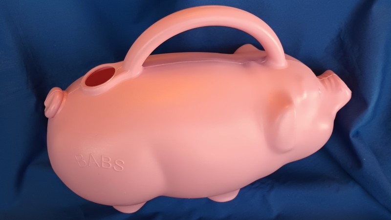 PINK PIG WATERING CAN~plastic~named BABS~novelty