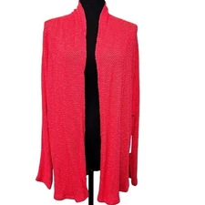 VELVET BY GRAHAM & SPENCER Dallas Hibiscus Open Cardigan Size M Textured Knit