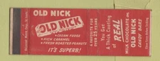 Matchbook Cover - Old Nick Candy Bar red