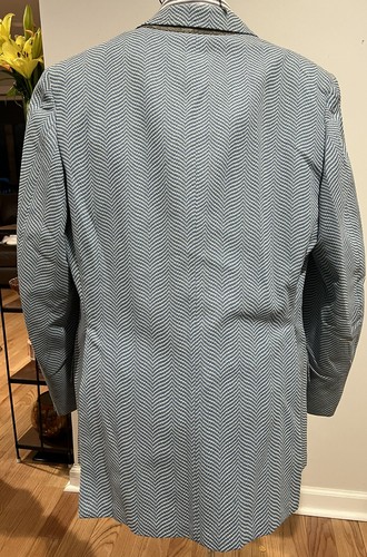 Men’s 70s Sportcoat 44R knit Blue White British Tailor Optical Illusion Disco - Picture 4 of 8