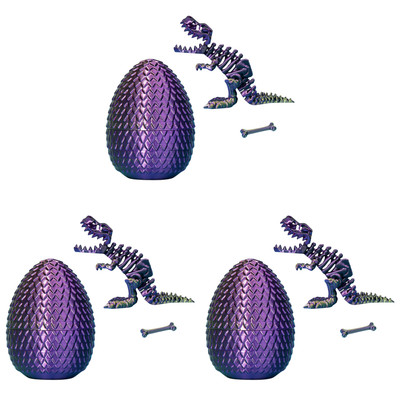 Movable Joint Dragon 3D Print Dinosaur Egg Articulated Dragon(Black-Gold-Purple)