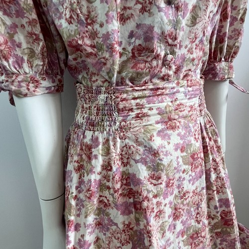 Vintage Laura Ashley Floral 2 Piece Set Suit Blouse Skirt Bow S M Britain 80s - Picture 13 of 21