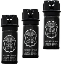 3 POLICE MAGNUM Pepper Spray Self Defense 2oz FlipTop Fogger Security Protection