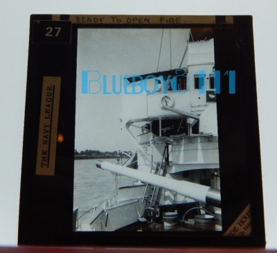 Royal Navy Battleship HMS Nelson firing Glass Slide  Magic lantern Photograph 