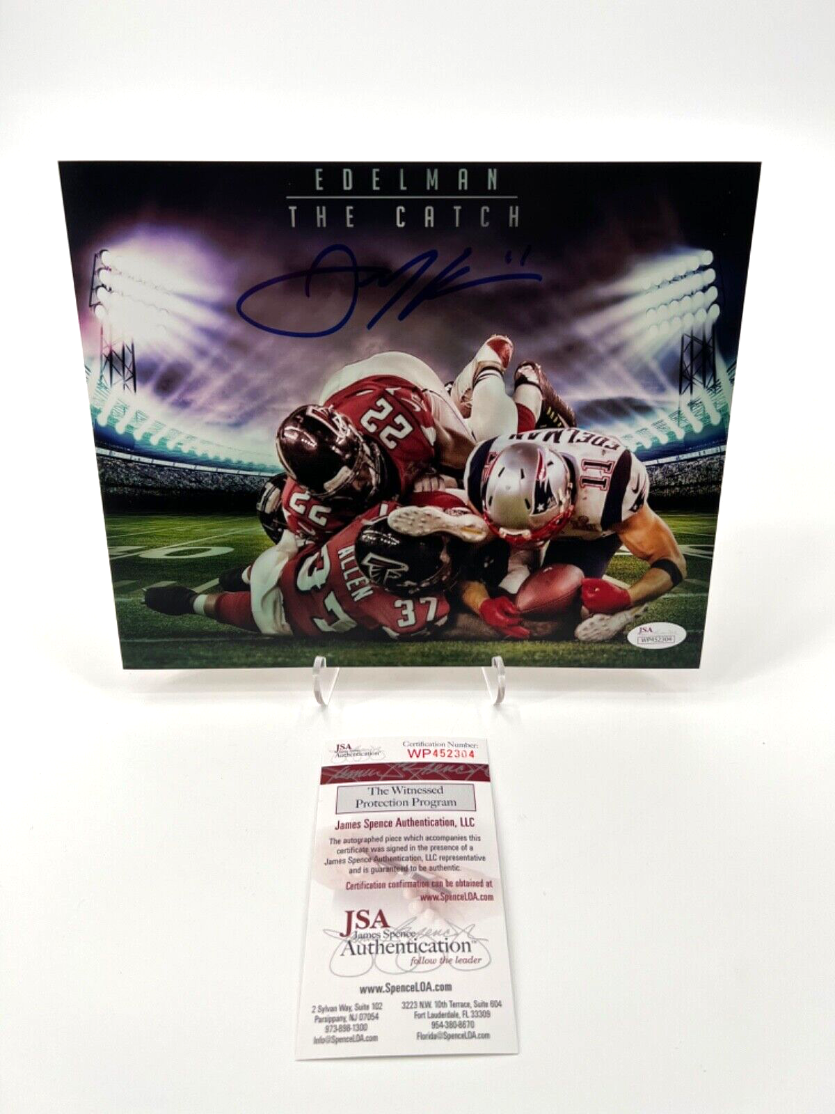 Julian Edelman Autographed Signed New England Patriots 8X10 PHOTO JSA WITNESS COA THE CATCH! 