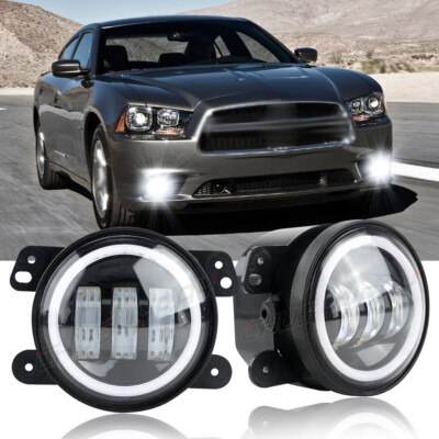 Pair 4Inch Round Fog Lights Driving Lamp Fit Dodge Charger 2011 2012 2013-2014