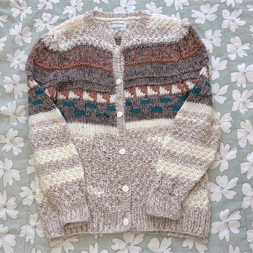 Vintage Samuel Jason Purple/White Puff Shoulder Abstract Geometric Cardigan 2X - Picture 16 of 16