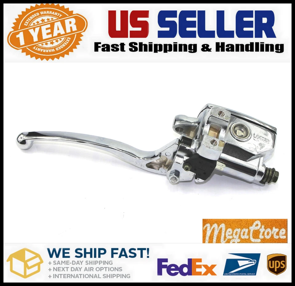 Cilindro maestro lateral izquierdo con palanca Honda Yamaha Suzuki Kawasaki 7/8" - CROMO Foto 2 de 4