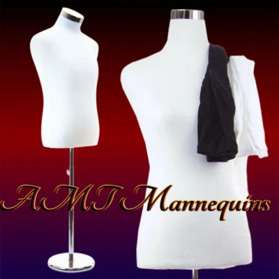 AMT-MANNEQUINS Male mannequin shirt /pants dress form+ stand, white/black torso-PB-12R