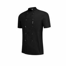 Chef Coat Short Sleeve Restaurant Uniform Jacket Kitchen Hairdressers Workwear 