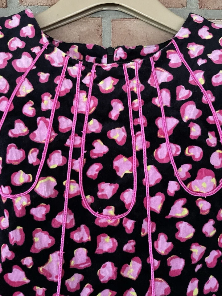 Hartstrings Girls Jumper Dress Size 8 Fine Wale Corduroy Pink Hearts - Image 3 of 4