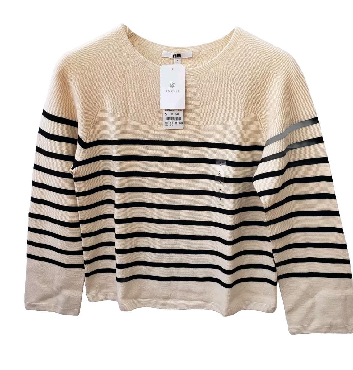3d Knit Crew Neck Sweater Womens UNIQLO Women 3D Knot Cotton Crew