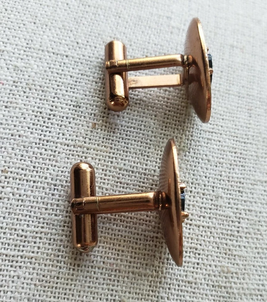 Gemelos modernistas MCM Mid Century de cobre y ónix usados en excelente estado Foto 2 de 4