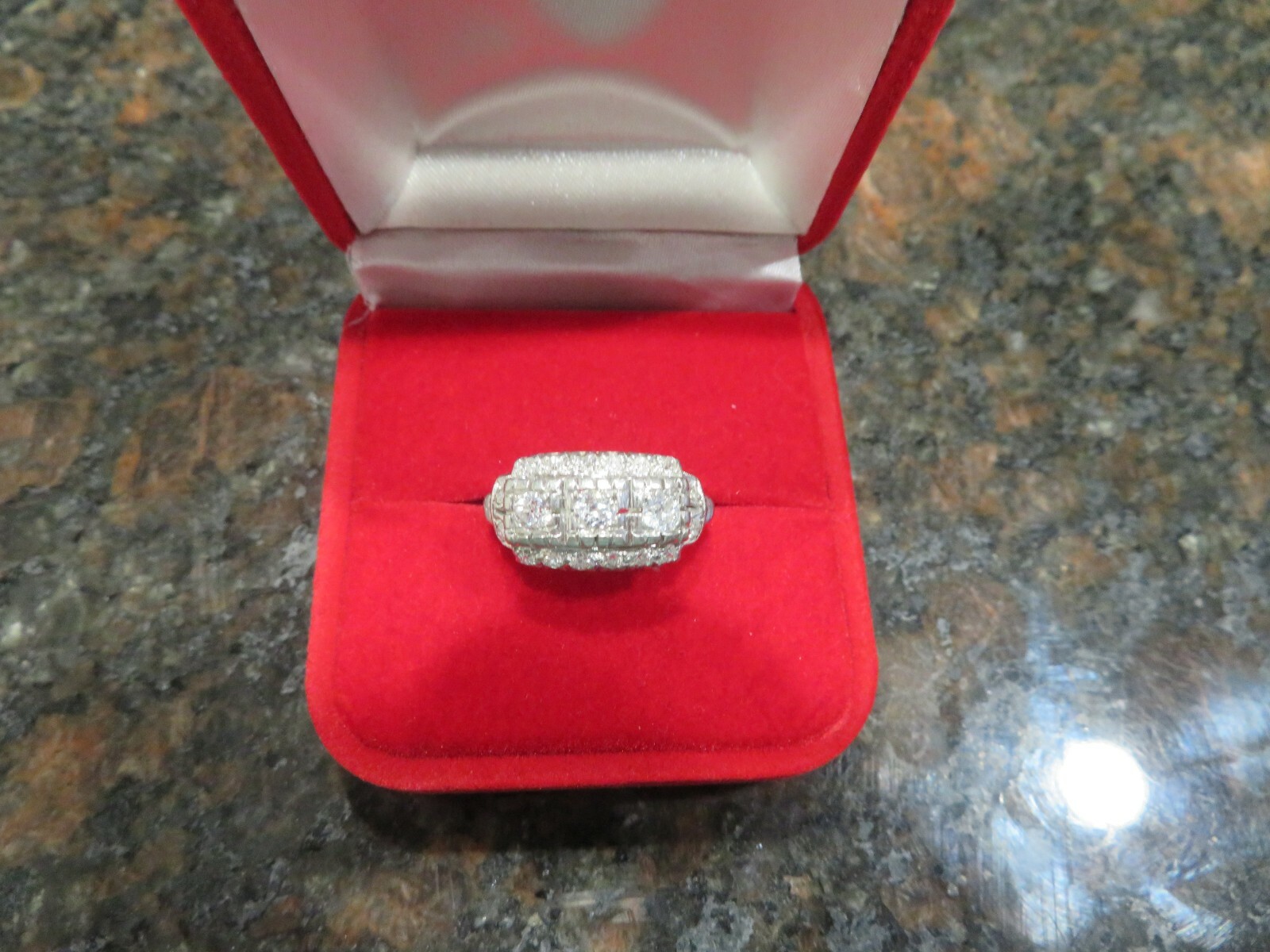 Stunning  Solid Platinum Gold Diamond Ring Size 6… - image 7