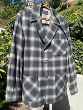 Vintage Pendleton Medium Blazer Virgin Wool Black Plaid - Buffalo Nickel Buttons