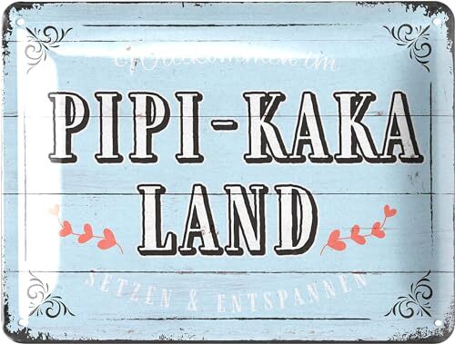 LANOLU Targa in metallo PIPI KAKA LAND SCHILD – Targhetta per WC (Y8A)