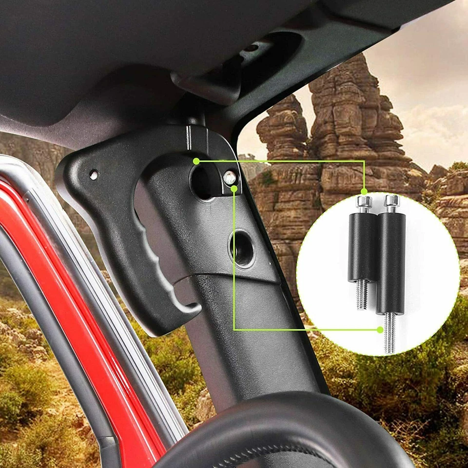 for Jeep JK Front Metal Grab Handles for Jeep Wrangler 2007-2018 JK JKU Black Foto 2 de 4