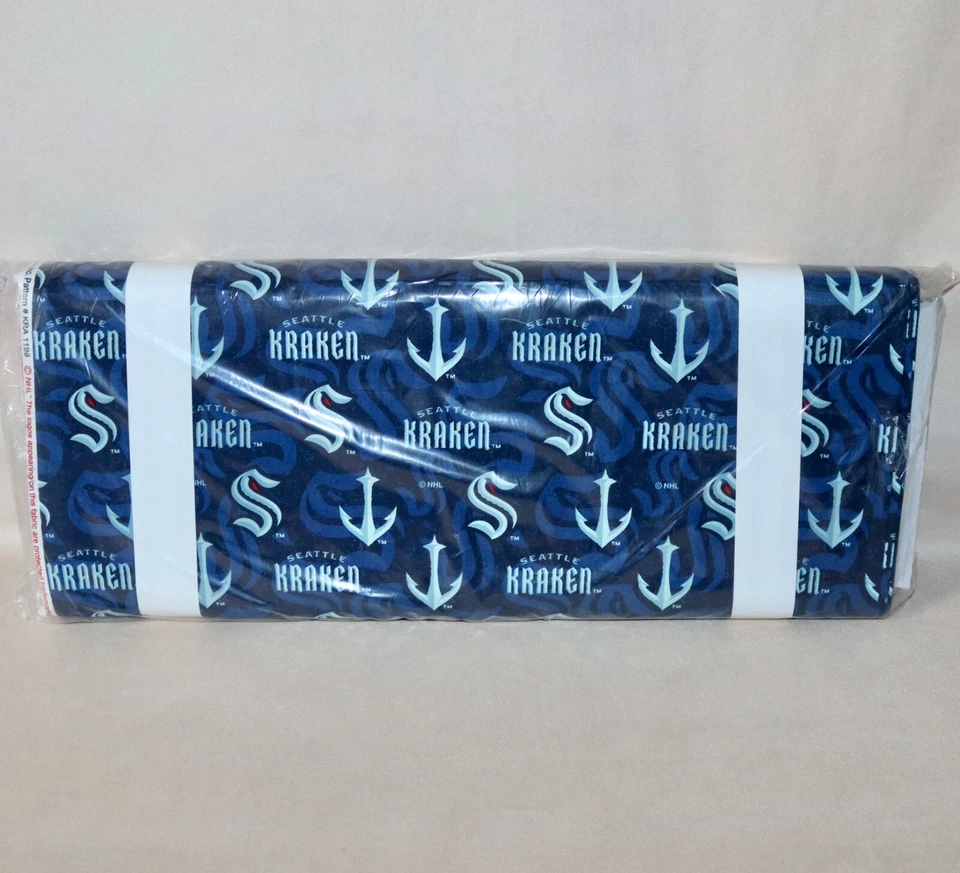 Seattle Kraken ~ Logo On Logo Pattern NHL Cotton Fabric 1/4 Yard 9” X 44” - Image 2 of 4