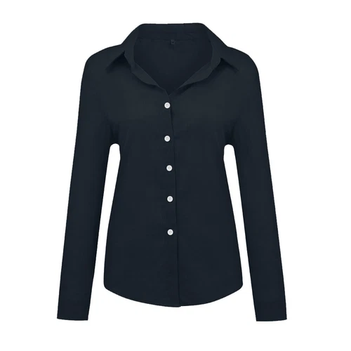 Blusa Prendas para el torso informal elegante de lino de algodón de manga larga para mujer - Imagen 14 de 38