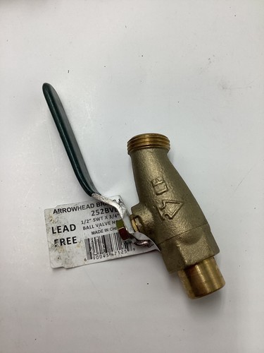 Arrowhead Brass Ball Valve Hose Bib No-Kink 1/2" x 3/4" Sweat Lead-Free 252BVLF