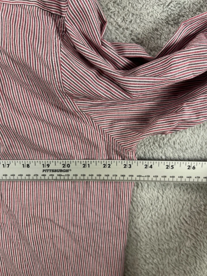 Camisas de vestir grandes Saddlebred para hombre rojas con botones manga larga gris a rayas fáciles Foto 4 de 4