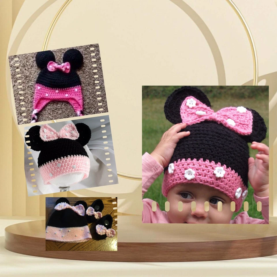 Mickey Mouse Hand Crochet Baby Hat & Booties/ Slippers , Sizes 6-12 months - Image 3 of 4
